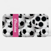 Personalisiertes Fußball-Kugelmuster Rosa Case-Mate iPhone Hülle (Rückseite (Horizontal))