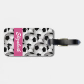 Personalisiertes Fußball-Kugelmuster Rosa Gepäckanhänger (Rückseite horizontal)