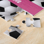 Personalisiertes Fußball-Kugelmuster Rosa Puzzle (Seite)