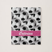 Personalisiertes Fußball-Kugelmuster Rosa Puzzle (Vertikal)