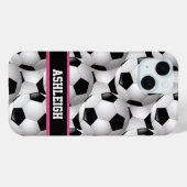 Personalisiertes Fußball-Kugelmuster Schwarz Rosa  Case-Mate iPhone Hülle (Rückseite (Horizontal))
