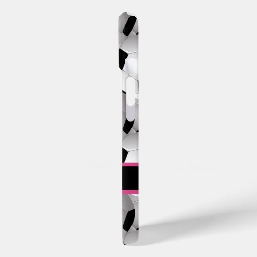 Personalisiertes Fußball-Kugelmuster Schwarz Rosa  Case-Mate iPhone Hülle (Rückseite / Links)
