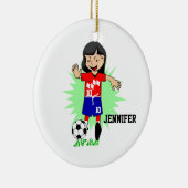 Personalisiertes Fußball-Mädchen, das Verzierung Keramik Ornament (Rechts)
