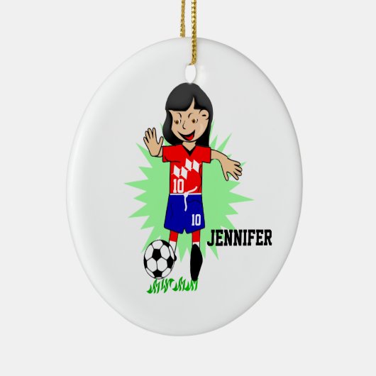 Personalisiertes Fußball-Mädchen, das Verzierung Keramik Ornament (Rechts)
