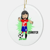 Personalisiertes Fußball-Mädchen, das Verzierung Keramik Ornament (Links)