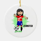 Personalisiertes Fußball-Mädchen, das Verzierung Keramik Ornament (Hinten)