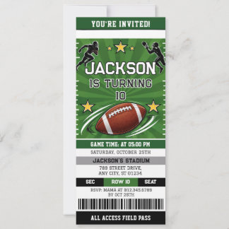 Personalisiertes Fußball-Sport-Ticket Geburtstag Einladung
