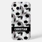 Personalisiertes Fußballball-Muster Schwarz-weiß Case-Mate iPhone Hülle (Rückseite)