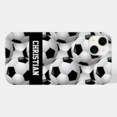 Personalisiertes Fußballball-Muster Schwarz-weiß Case-Mate iPhone Hülle (Rückseite (Horizontal))