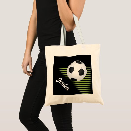 Personalisiertes Fußballdesign mit Name und Ballfa Tragetasche (Vorderseite (Produkt))