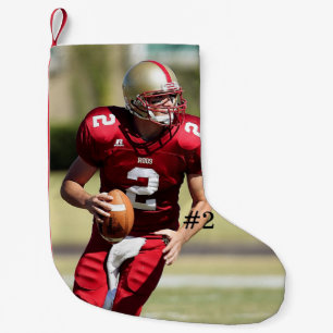 Personalisiertes Fußballfoto und -nummer Kleiner Weihnachtsstrumpf