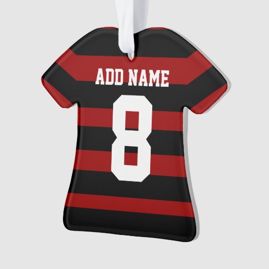 Personalisiertes Fußballfußball Shirt Rote Schwarz Ornament (Vorderseite)