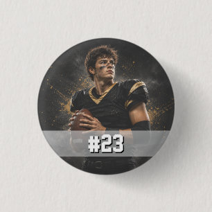 Personalisiertes Fußballspieler-Foto & -Nummer Button