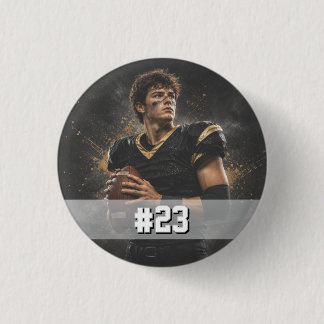 Personalisiertes Fußballspieler-Foto & -Nummer Button