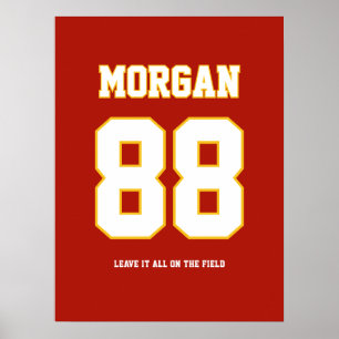 Personalisiertes Fußballtrikot Name & Nummer Poste Poster