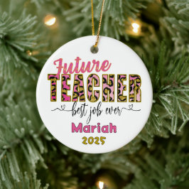 Personalisiertes Future Teacher Gepard-Druck-Ornam Keramik Ornament