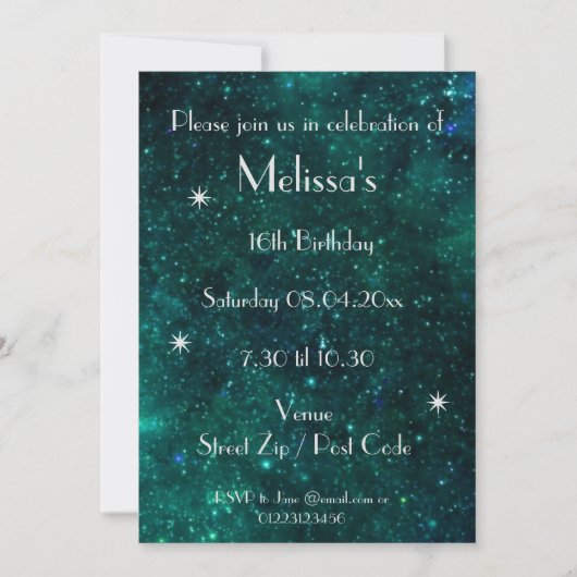 Personalisiertes Galaxy-Party Einladung (Vorderseite)
