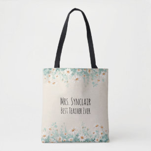Personalisiertes Gänseblümchen Bester Lehrer überh Tasche