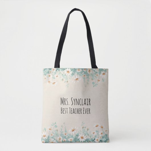 Personalisiertes Gänseblümchen Bester Lehrer überh Tasche (Vorderseite)