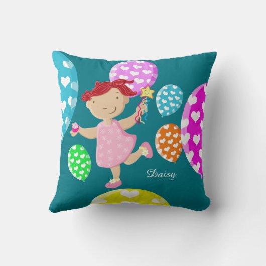 Personalisiertes Gänseblümchen-Kuchen-Herz steigt Kissen (Rückseite)