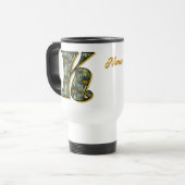 Personalisiertes Gänseblümchen-Monogramm Anfangsbu Reisebecher (Vorderseite Links)