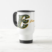 Personalisiertes Gänseblümchen-Monogramm Anfangsbu Reisebecher (Vorderseite Links)