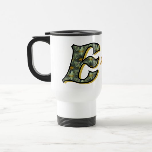Personalisiertes Gänseblümchen-Monogramm Anfangsbu Reisebecher (Links)