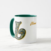 Personalisiertes Gänseblümchen-Monogramm Anfangsbu Tasse (Vorderseite Links)