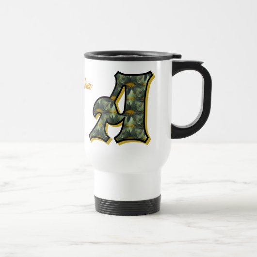 Personalisiertes Gänseblümchen-Monogramm Initiale Reisebecher (Rechts)