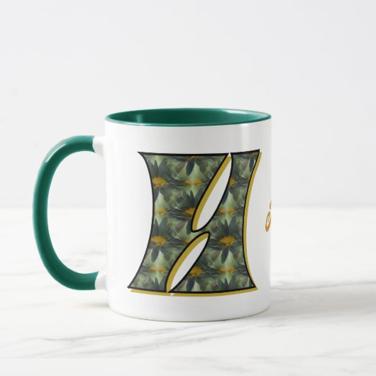 Personalisiertes Gänseblümchen-Monogramm Initiale  Tasse (Links)
