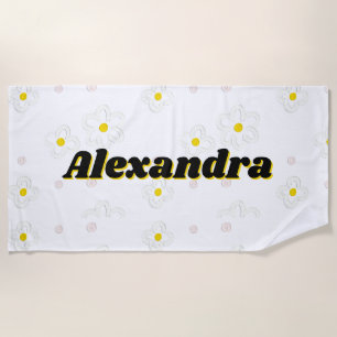 Personalisiertes Gänseblümchen-Namens-Strandtuch, Strandtuch