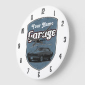 Personalisiertes Garagen-Zeichen mit Camaro Große Wanduhr (Winkel)