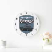 Personalisiertes Garagen-Zeichen mit Camaro Große Wanduhr (Zuhause)