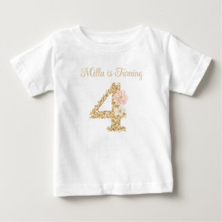 Personalisiertes Gartenhase 4. Geburtstags-T-Shirt Baby T-shirt