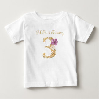 Personalisiertes Gartenkaninchen 3. Geburtstags-T- Baby T-shirt