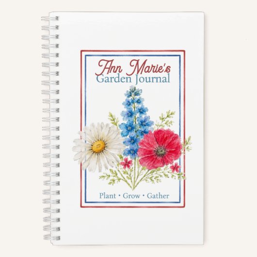 Personalisiertes Gartentagebuch | Wasserfarben Flo Notizblock (Vorderseite)