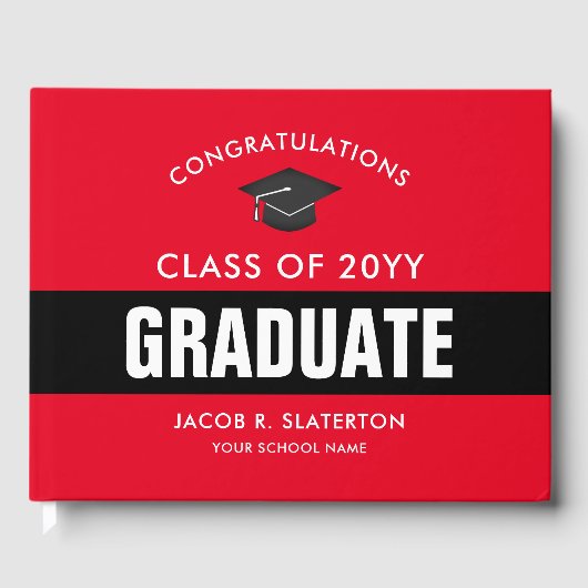 Personalisiertes Gästebuch in Rot und Schwarz-Absc (Vorderseite)