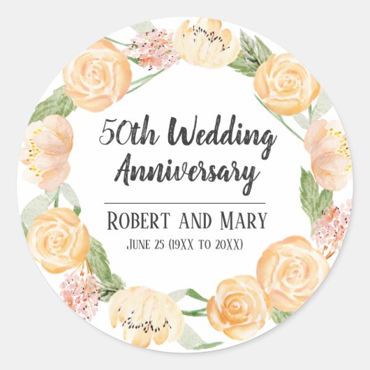 Personalisiertes Gastgeschenk-Siegel zum 50. Jubil Runder Aufkleber (Vorderseite)