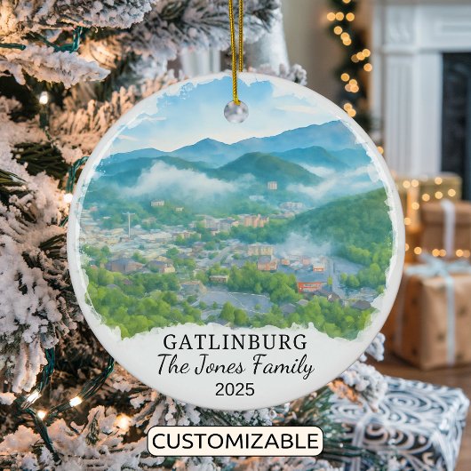 Personalisiertes Gatlinburg-Ornament, Tennessee Keramik Ornament