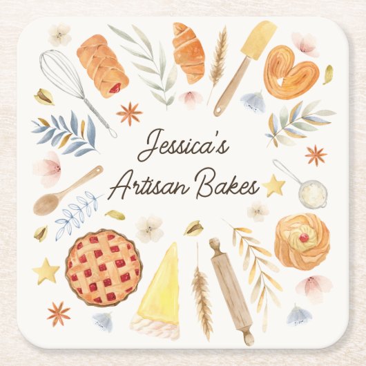 Personalisiertes Gebäck Rechteckiger Pappuntersetzer (Vorderseite)