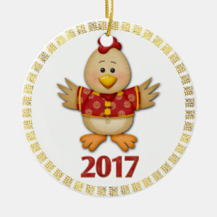 Personalisiertes geborenes Jahr des Hahns 2017 Keramik Ornament