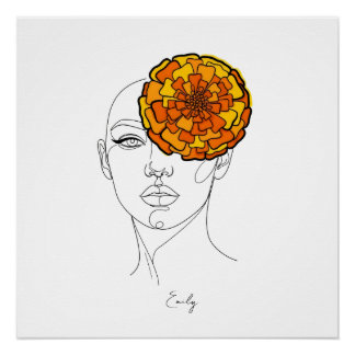 Personalisiertes Geburtsblumenporträt Oktober Poster