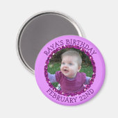 Personalisiertes Geburtsdatum erinnert an Lila Mag Magnet (Vorderseite/Rückseite)
