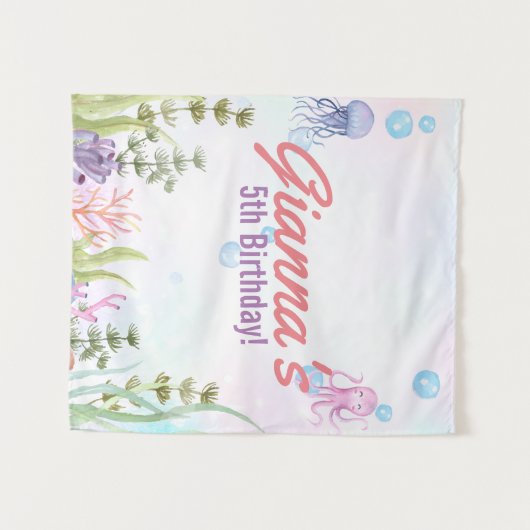 Personalisiertes Geburtsschild unter dem Meer Wandteppich (Vorderseite (Horizontal))