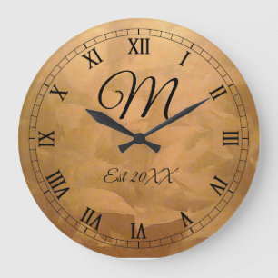Personalisiertes Geburtstags-Monogramm Kupfer Meta Große Wanduhr