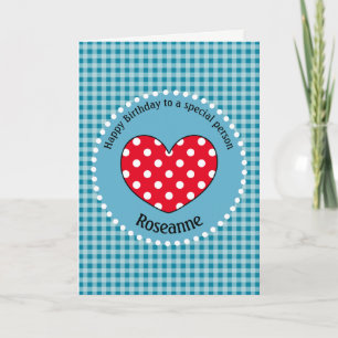 Personalisiertes Geburtstags-Polka-Punkt-Liebesher Karte