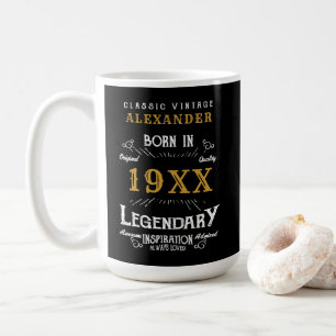 Personalisiertes Geburtstags-Retro-Vintage-Monogra Kaffeetasse