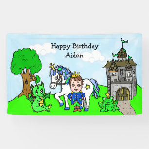 Personalisiertes Geburtstagsbanner für einen Prinz Banner