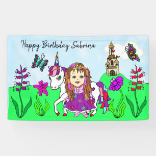 Personalisiertes Geburtstagsbanner Prinzessin und  Banner