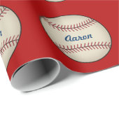 Personalisiertes Geburtstagsbaseball-Wrapping-Papi Geschenkpapier (Rolleneckpunkt)